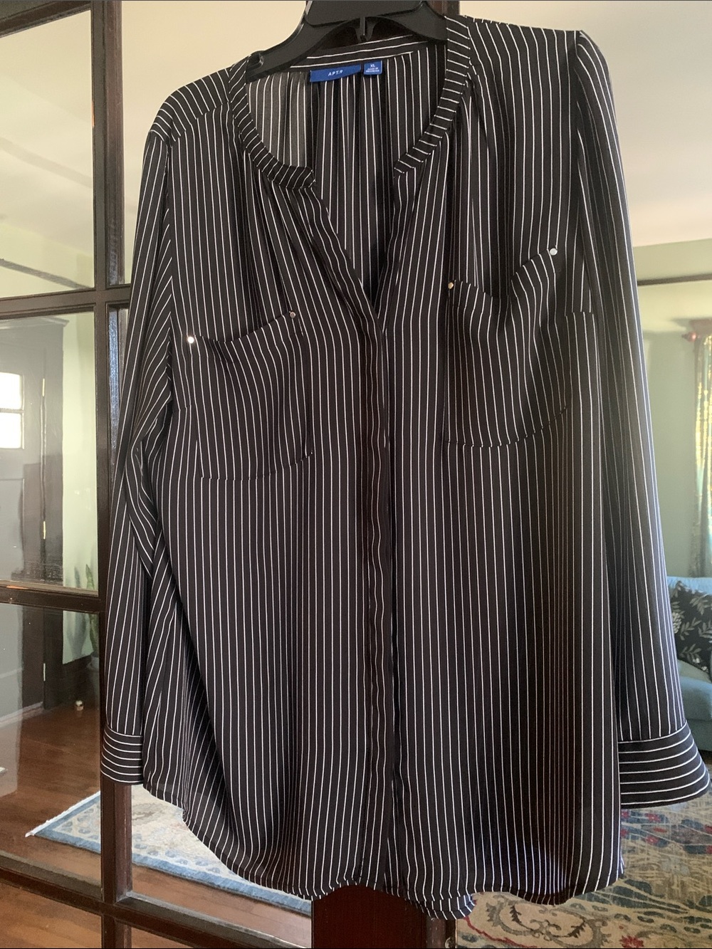Apt. 9 Black and White Pinstripe Women's Blouse
